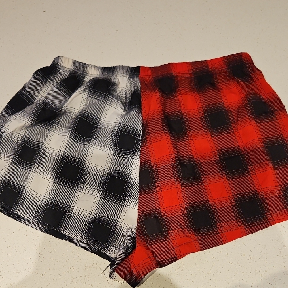 Plaid Black and Red Shorts